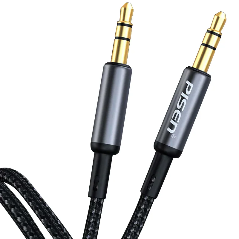 كيبل صوت Pisen LH-YP01-1000 AUX 3.5 مم مجدول بسبيكة ألمنيوم، 1 متر