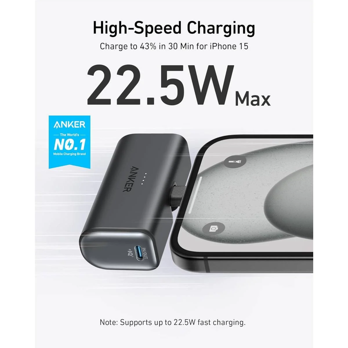 باور بانك Anker Nano A1653 بسعة 5000mAh وشحن 22.5W مع موصل USB-C مدمج - Image 3