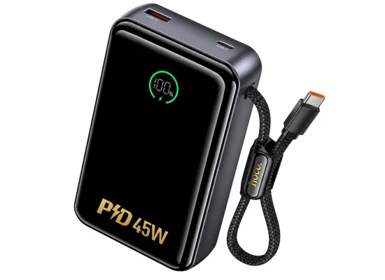 باور بانك HOCO Q54 Shine سعة 20000mAh بشحن PD45W رمادي معدني - Image 9