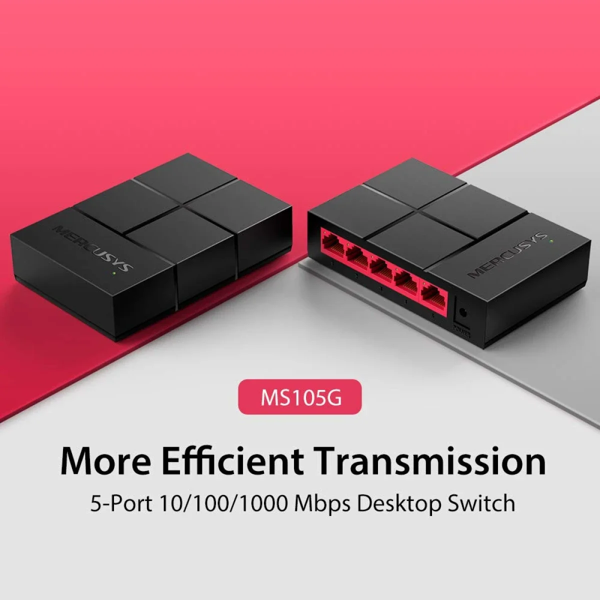 سويتش مكتبي MERCUSYS MS105G خمسة منافذ جيجابت - أسود - Thumbnail 5