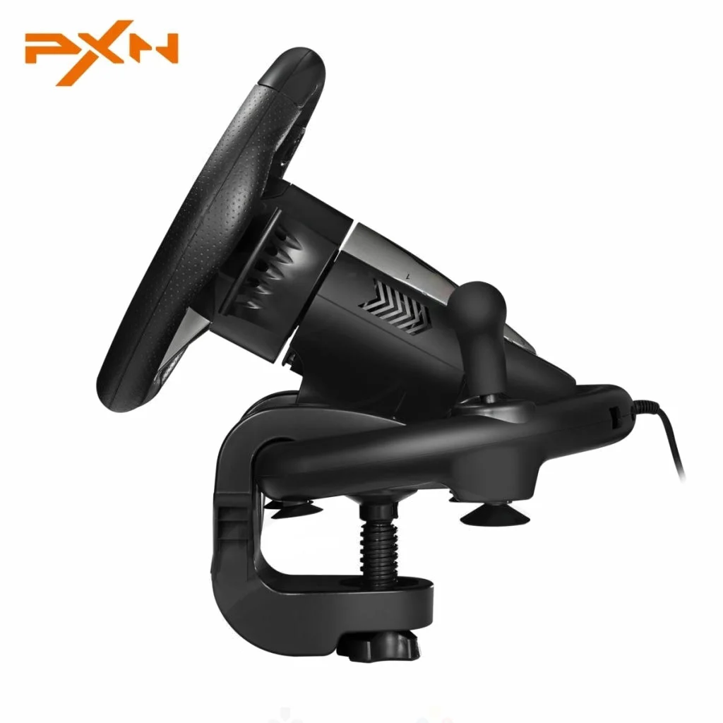 مقود ألعاب PXN V3 Pro بزاوية 90/180 درجة مع دواسات - أسود - Thumbnail 3
