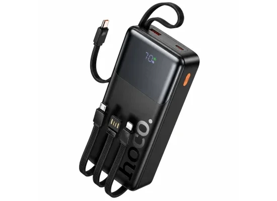 باور بانك HOCO J156A Founder سعة 20000mAh بشحن 22.5W + PD20W وكوابل مدمجة، أسود - Image 7