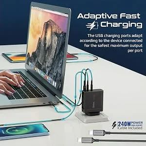 Promate GaNCharge-140W 140W 3-Port USB-C GaN Charger, Black - Thumbnail 14