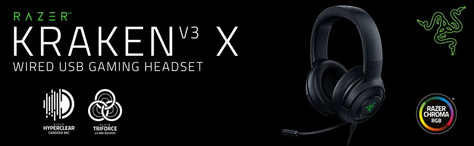 Razer Kraken V3 X Wired USB Gaming Headset with 7.1 Surround Sound, Black - Thumbnail 7