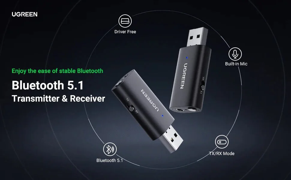 جهاز إرسال واستقبال Bluetooth 5.1 Ugreen 60300 - Thumbnail 2