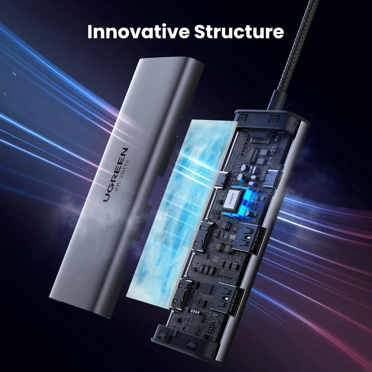 محطة إرساء USB-C 6 في 1 من Ugreen مع دقة مزدوجة 4K@60Hz و8K@30Hz و100W PD - Image 5