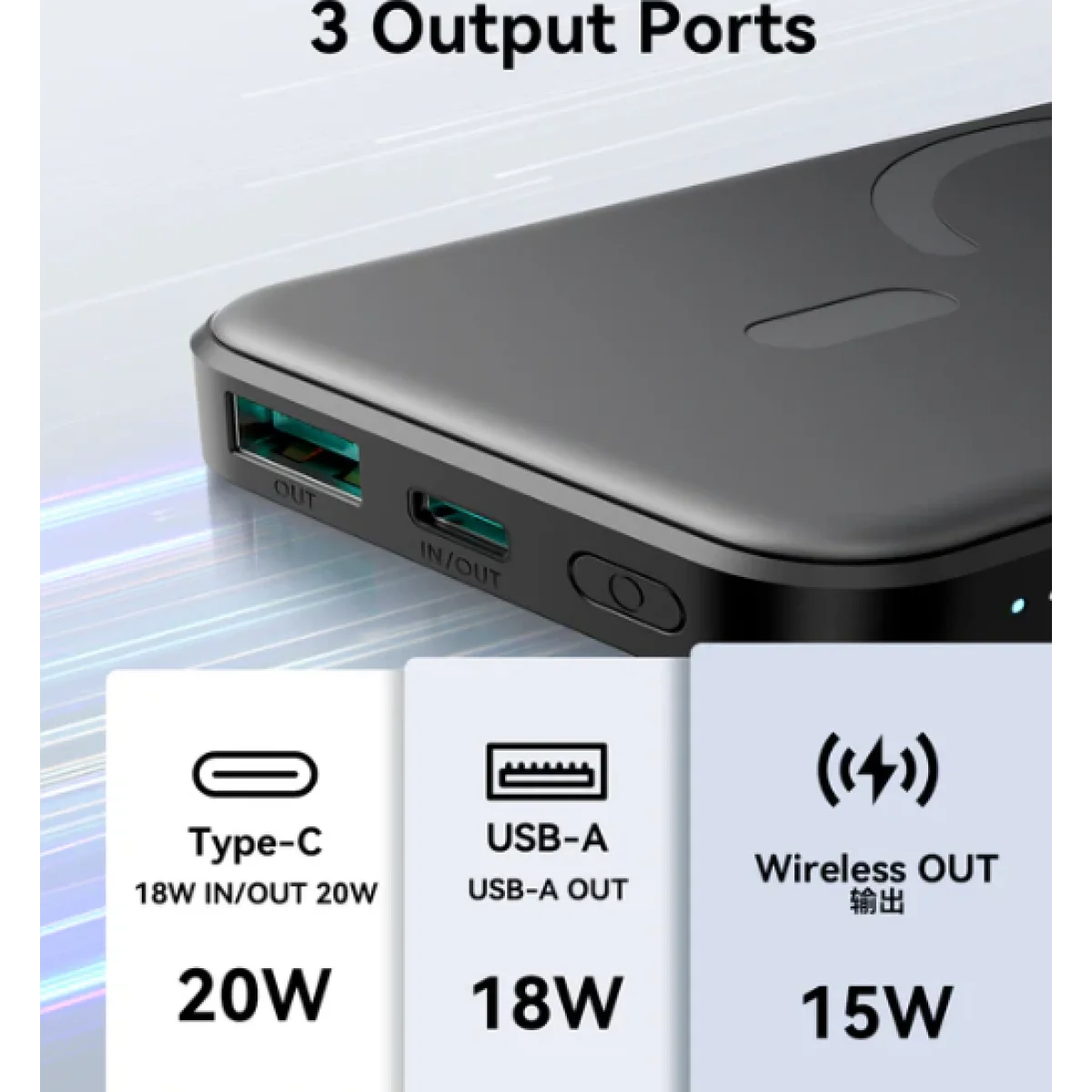 JOYROOM JR-W020 20W Mini Magnetic Wireless Power Bank 5000mAh Black - Image 6