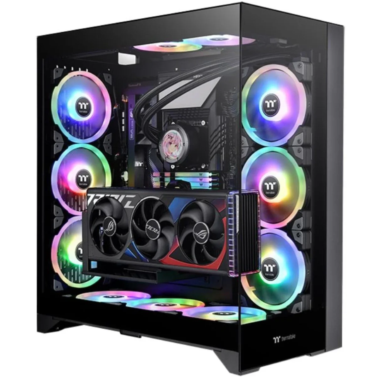 Thermaltake CTE E600 MX E-ATX Mid-Tower Case with 3-Way Floating GPU Bracket and 400mm PCIe 4.0 Riser Cable - Black