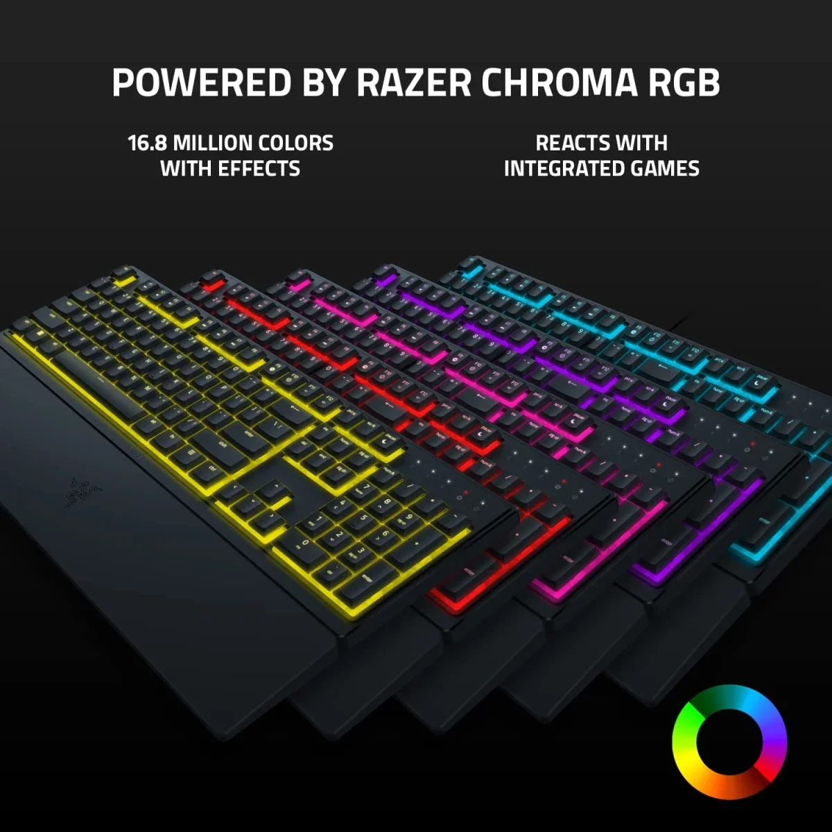 لوحة مفاتيح ألعاب Razer Ornata V3 X منخفضة الارتفاع بمفاتيح غشائية صامتة سوداء - Thumbnail 2