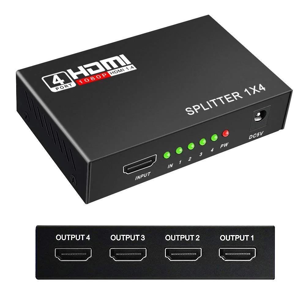 موزع HDMI ‏1×4 منافذ بدقة Full HD 1080p