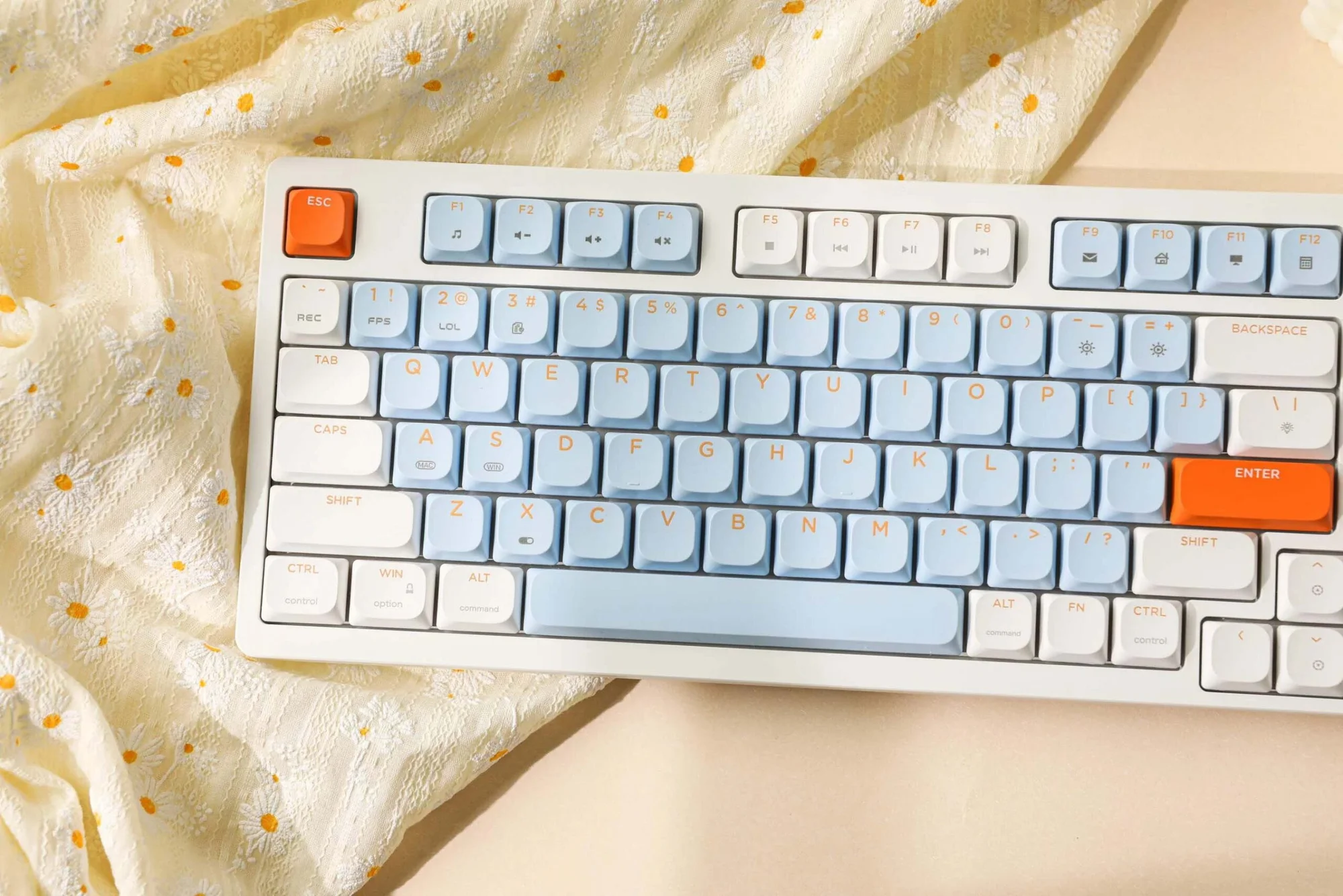 AJAZZ AK815 Mechanical Keyboard with Screen, Red Switches & DIY RGB – White, Blue & Orange - Image 9