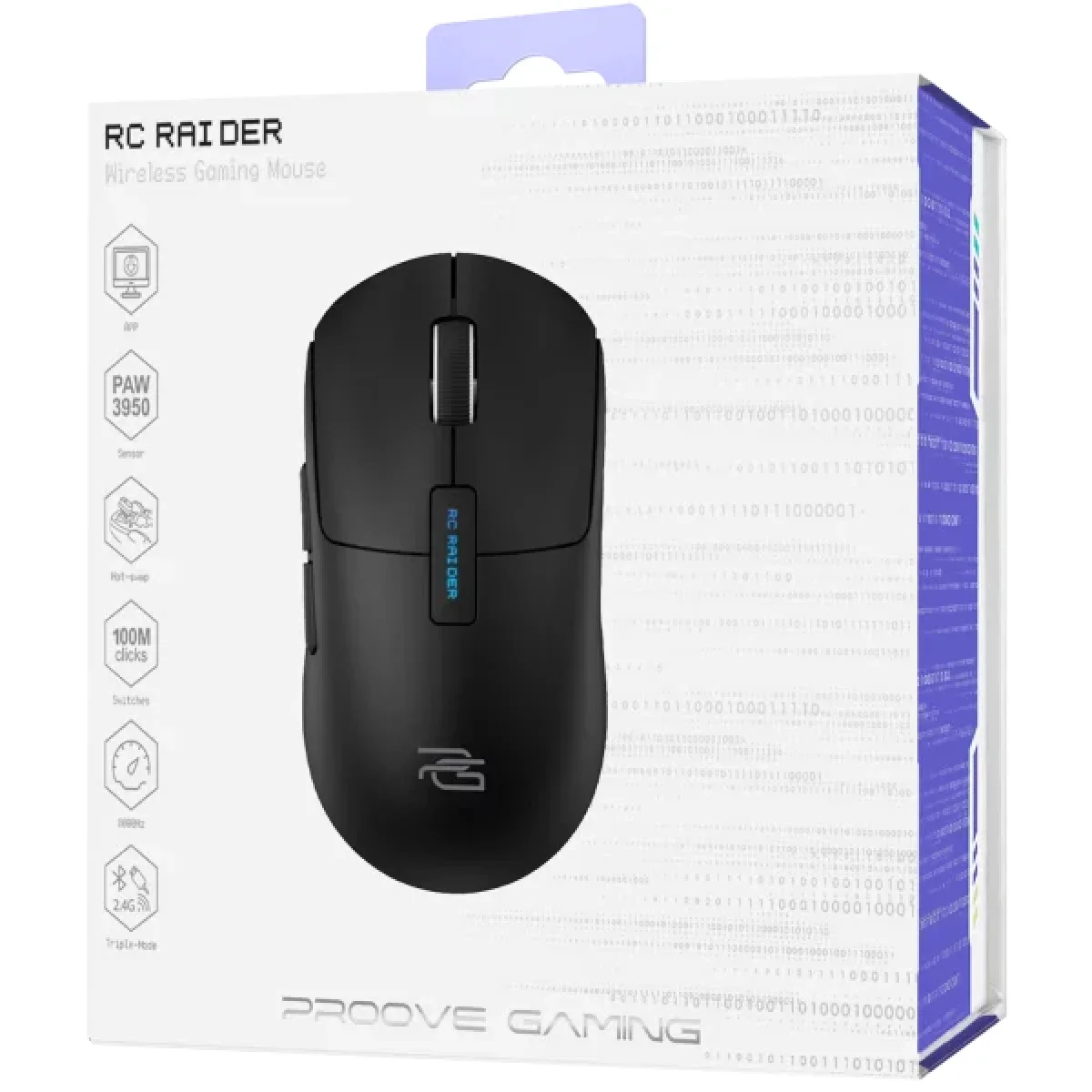 ماوس ألعاب Proove Gaming RC Raider 8K لاسلكي ثلاثي الوضع 32000 DPI أسود/بنفسجي WMRR00122001 - Thumbnail 15