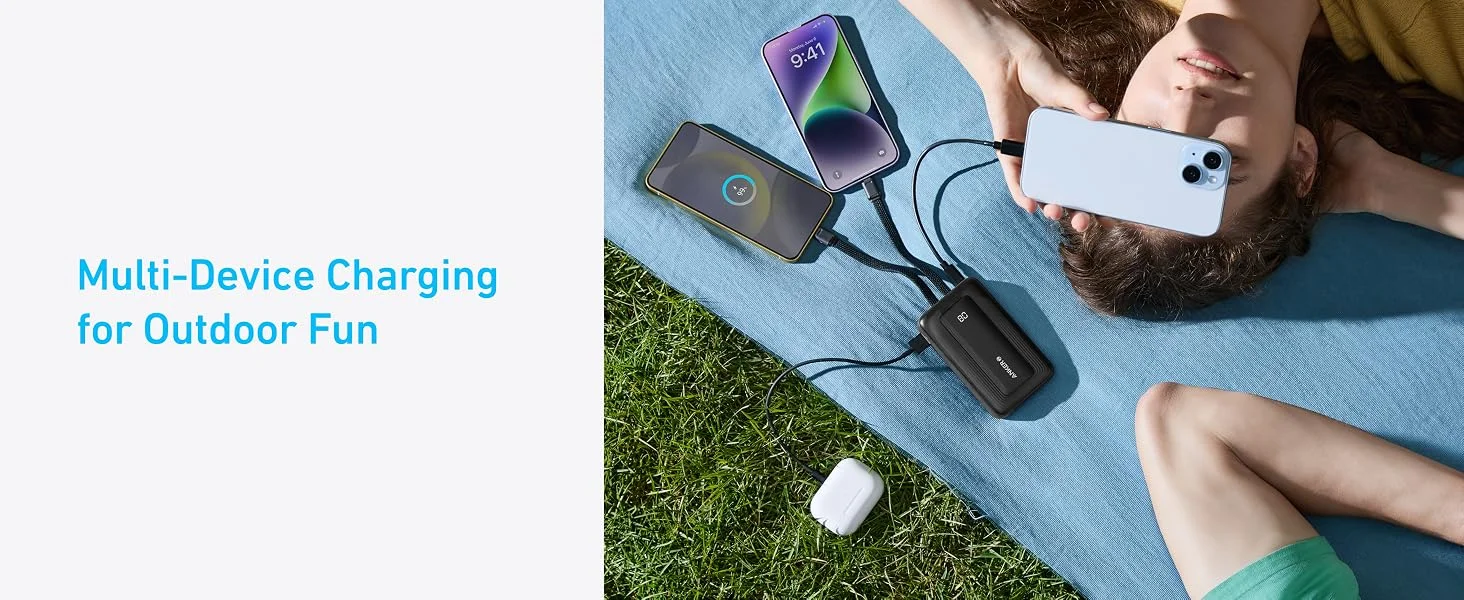 Anker Zolo 10000mAh 30W Power Bank with Built-in USB-C & Lightning Cables - White - Thumbnail 9