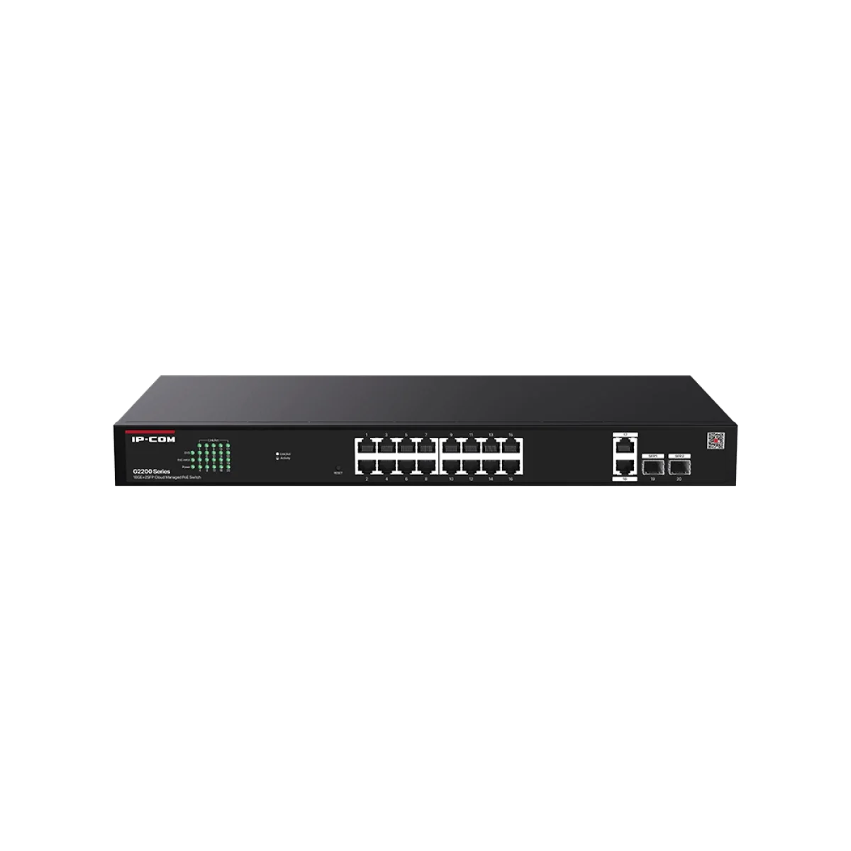 سويتش IPCOM ذكي 16 منفذ جيجابت PoE+ بقدرة 250 واط
