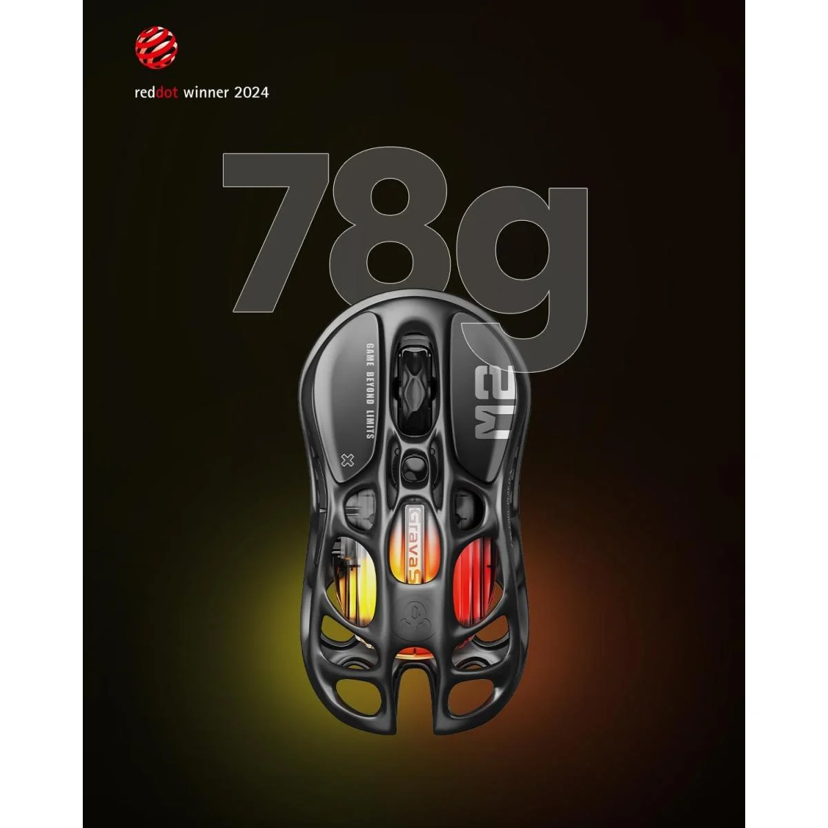 ماوس ألعاب لاسلكي GravaStar Mercury M2 بدقة 26000 DPI ومستشعر PAW3395DM أسود Stealth Black - Image 5