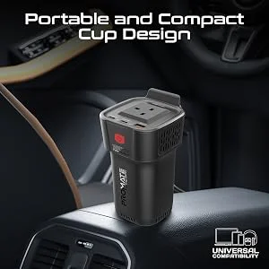 Promate Inverto-150W 4-in-1 Car Power Inverter with 150W AC Socket, Dual PD 30W USB-C & QC 18W USB-A - Black - Image 10