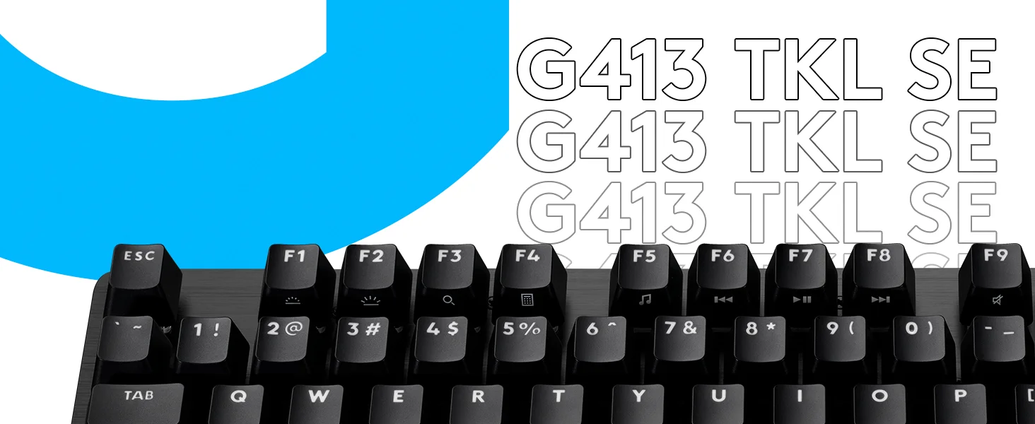 لوحة مفاتيح ألعاب ميكانيكية Logitech بإضاءة بيضاء وهيكل ألمنيوم أسود G413 TKL SE - Thumbnail 13