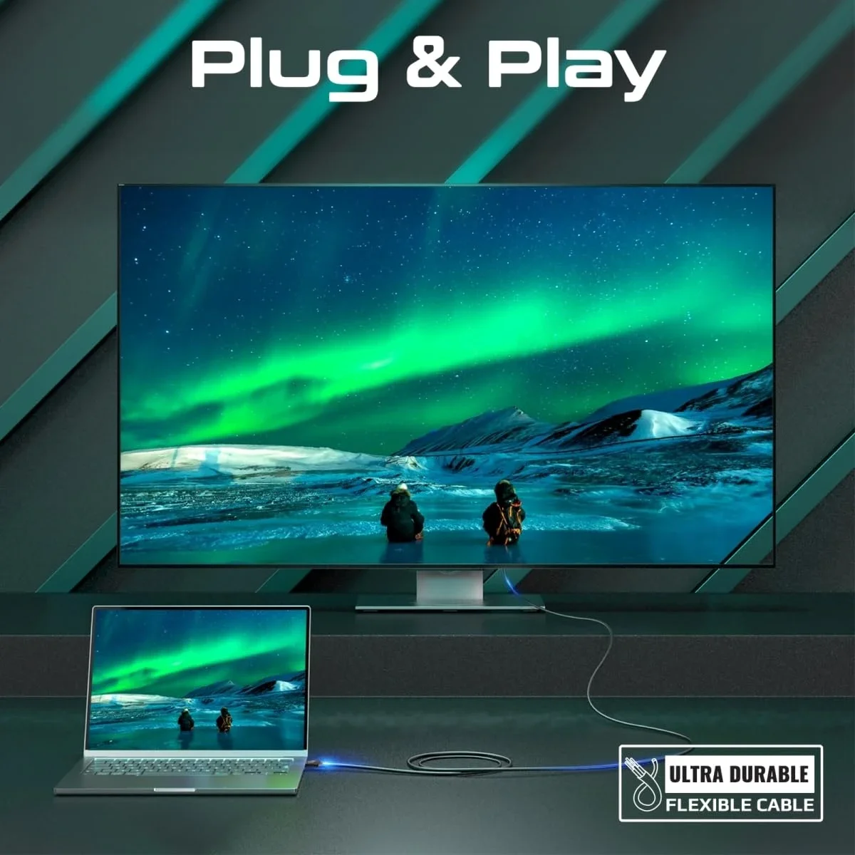 كابل HDMI 2.0 فايبر أوبتك Promate ProLink4K60-10M بدقة 4K@60Hz بسرعة 18Gbps بطول 10 متر ومطلي بالذهب - Image 8