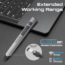 جهاز تحكم بالعروض وقلم ستايلس Promate ProPointer-S لاسلكي بمؤشر ليزر أخضر وتقنية 2.4GHz ومدى 50 متر - أسود - Thumbnail 11