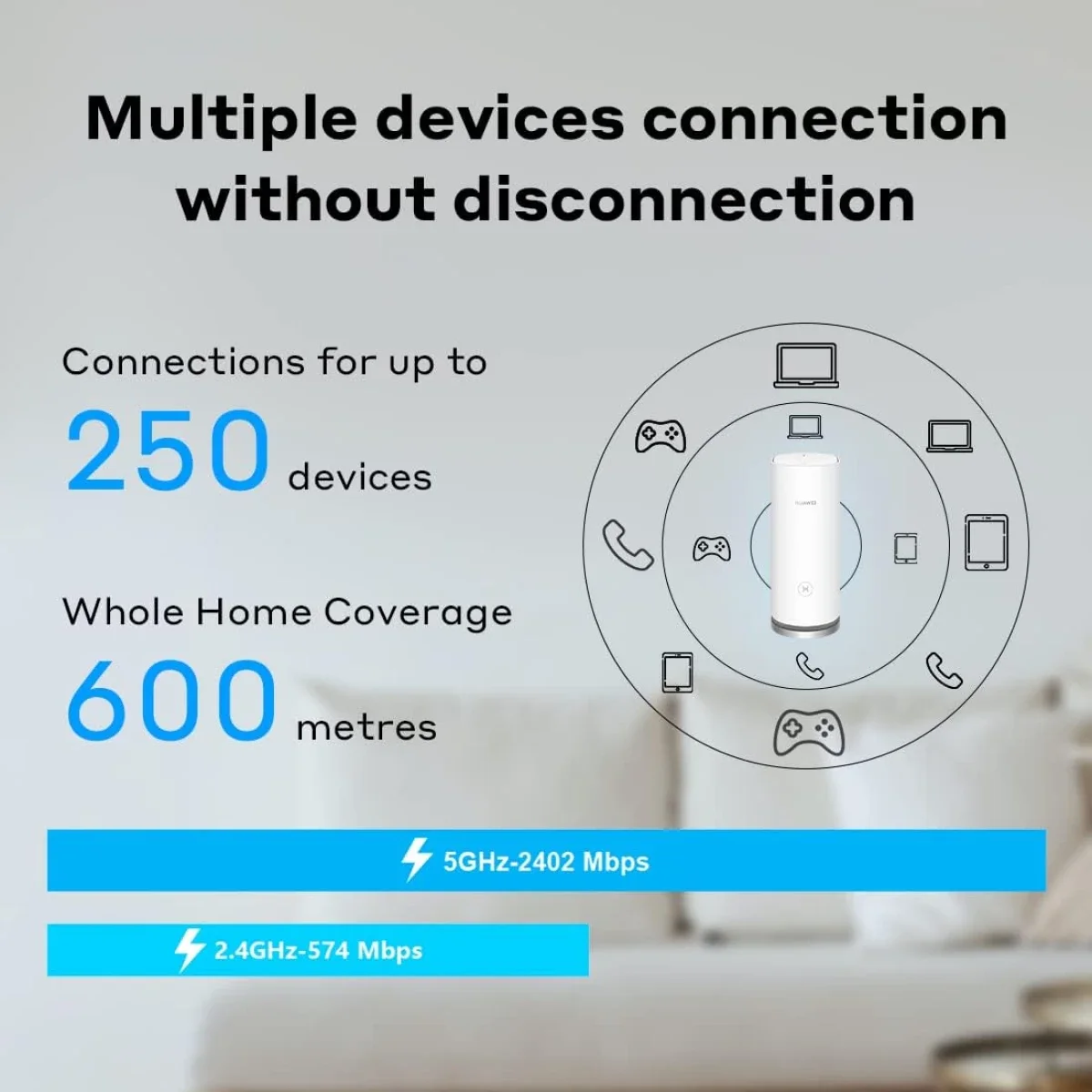 نظام واي فاي شبكي منزلي HUAWEI WS8100 WiFi Mesh 3 AX3000 باك 3 قطع - Thumbnail 3
