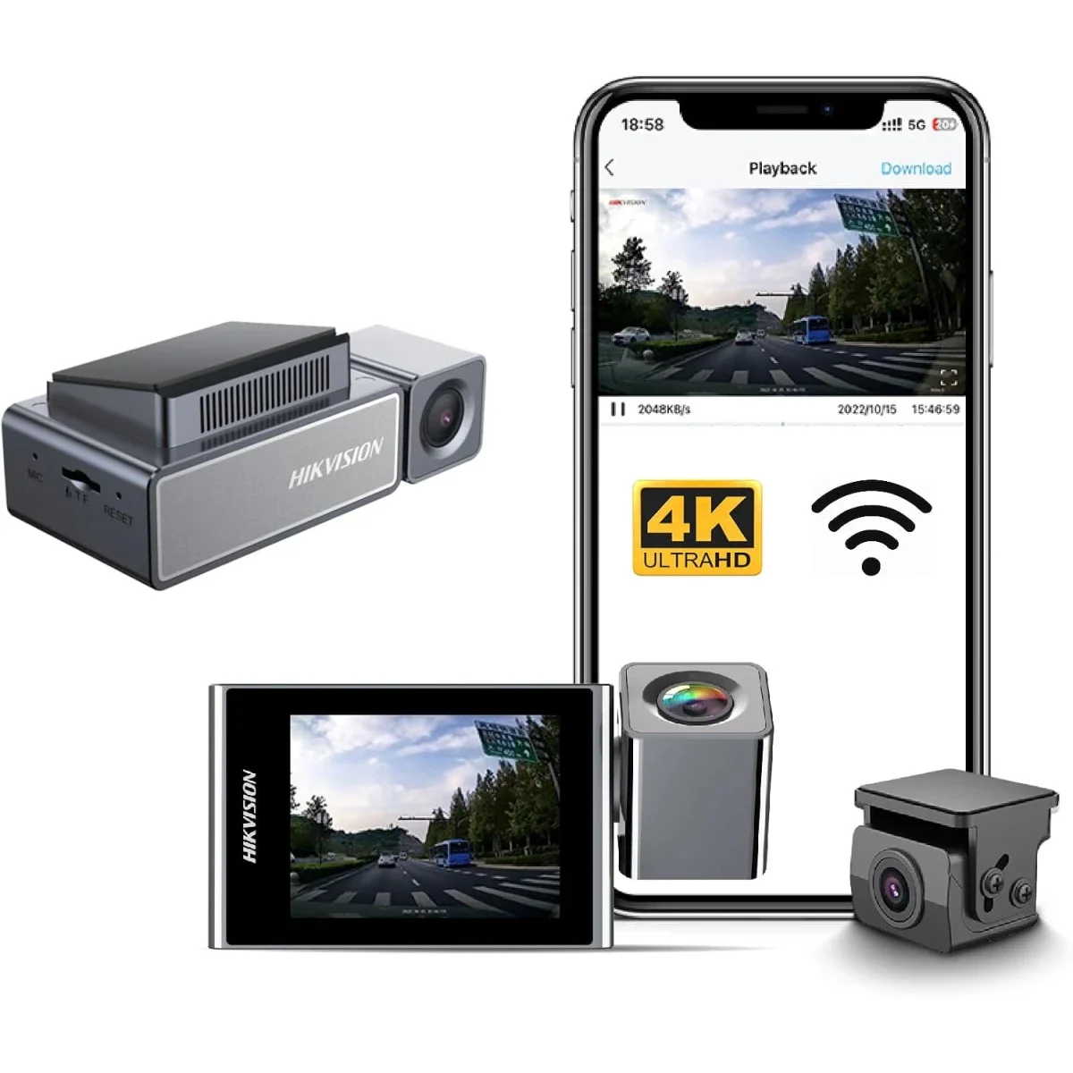 كاميرا داش HIKVISION AE-DC8222-C8 PRO (4K) ثنائية القناة 4K أمامية و1080P خلفية