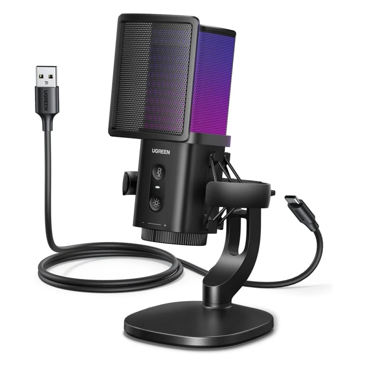 Ugreen CM581 USB Desktop Condenser Microphone, 96 kHz/24-bit, ANS Noise Reduction & 7 RGB Modes