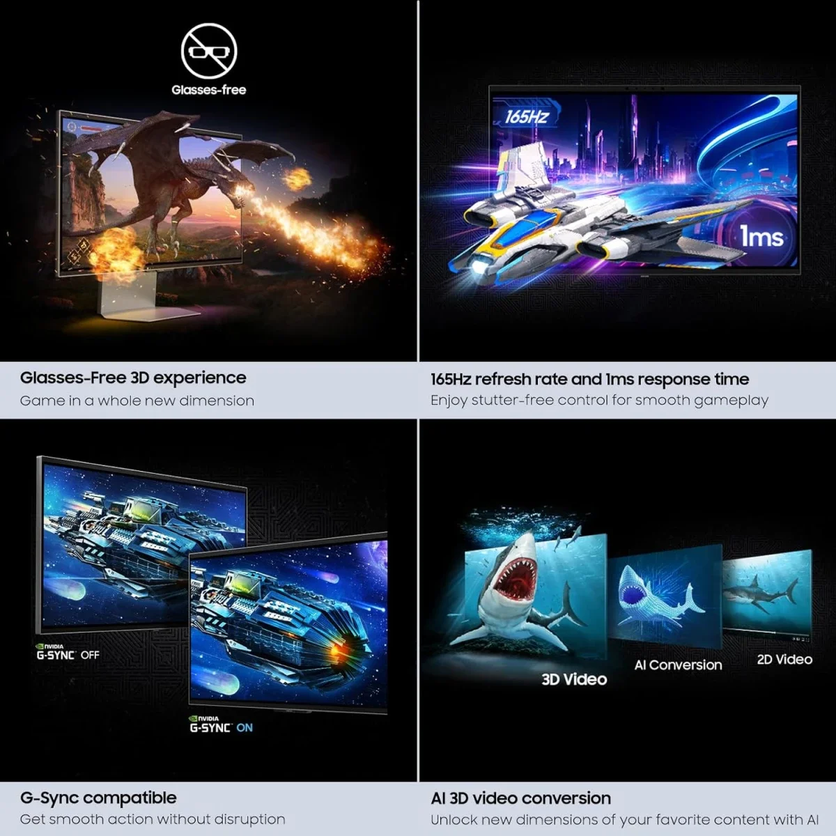 Samsung Odyssey 3D G90XF 27-Inch 4K UHD IPS Gaming Monitor, 165Hz, 1ms - Image 7