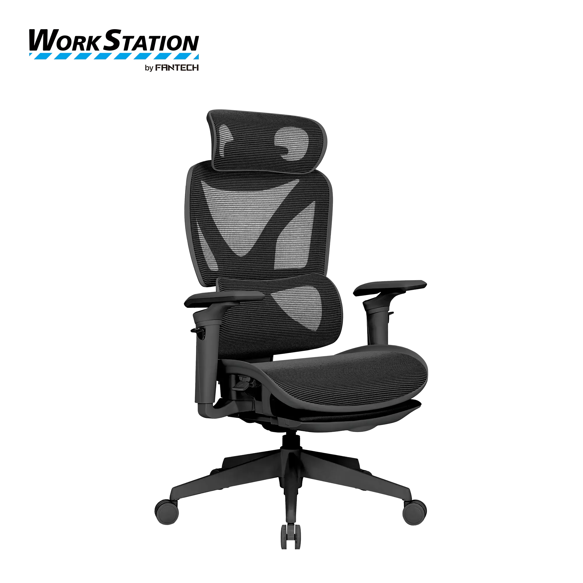 كرسي مكتب مريح - إمالة حتى 135° مع 4 وضعيات قفل للعمل والراحة والاسترخاء - أسود - نوع Fantech Workstation CW2 Denver  - Thumbnail 2
