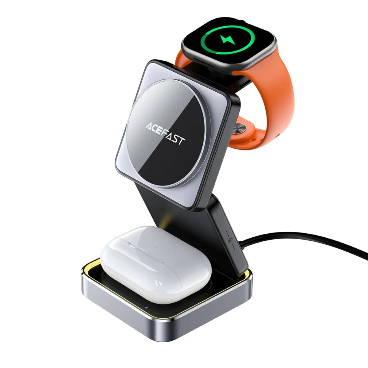 ACEFAST E20 3-in-1 Desktop Wireless Charging Station for Phone, Watch & Earbuds - Gray - Image 2