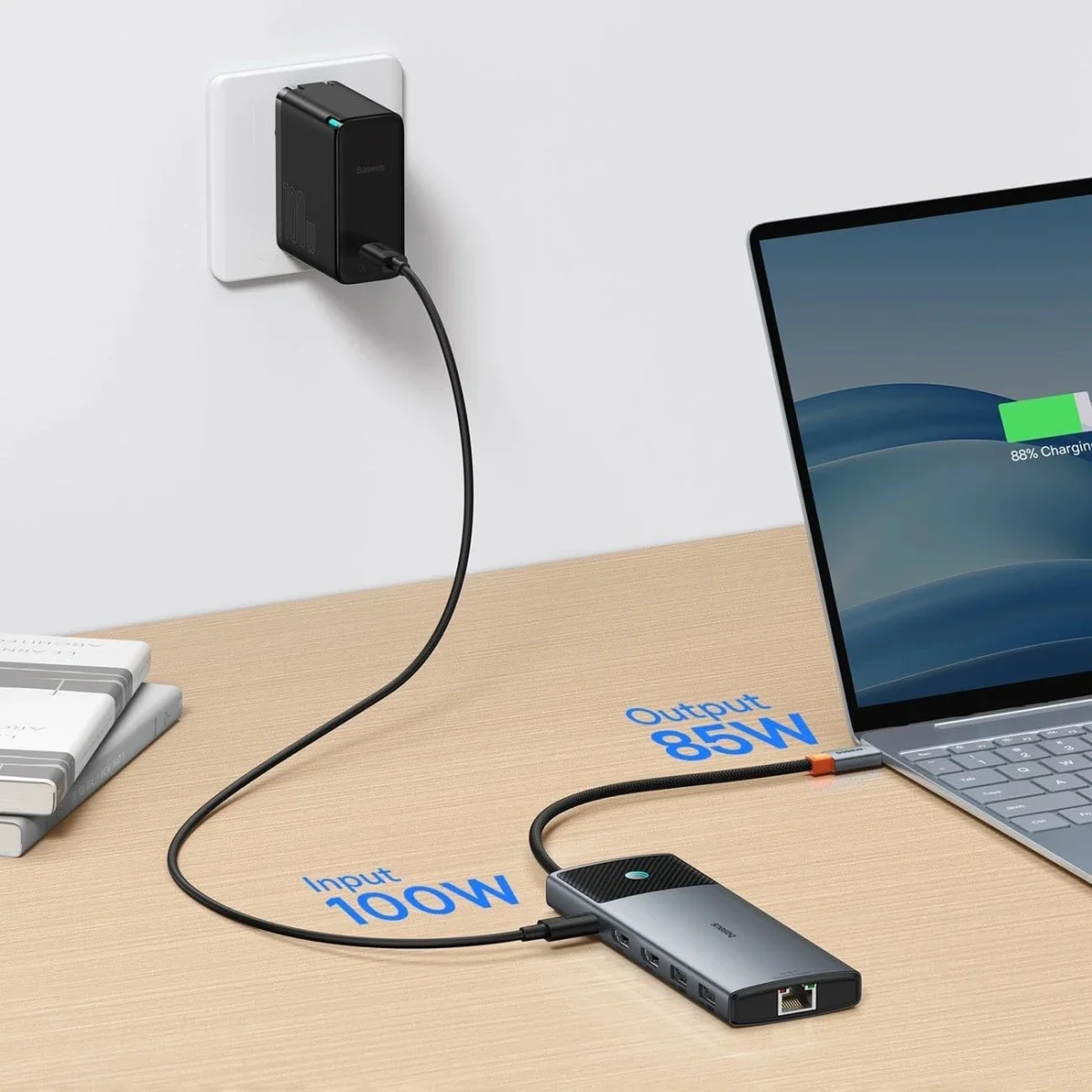 موزع USB-C Baseus Metal Gleam II Series 10 في 1 مع HDMI 4K 60Hz وRJ45 وSD/TF ومنفذ 3.5mm وPD 100W - Space Grey - Image 8