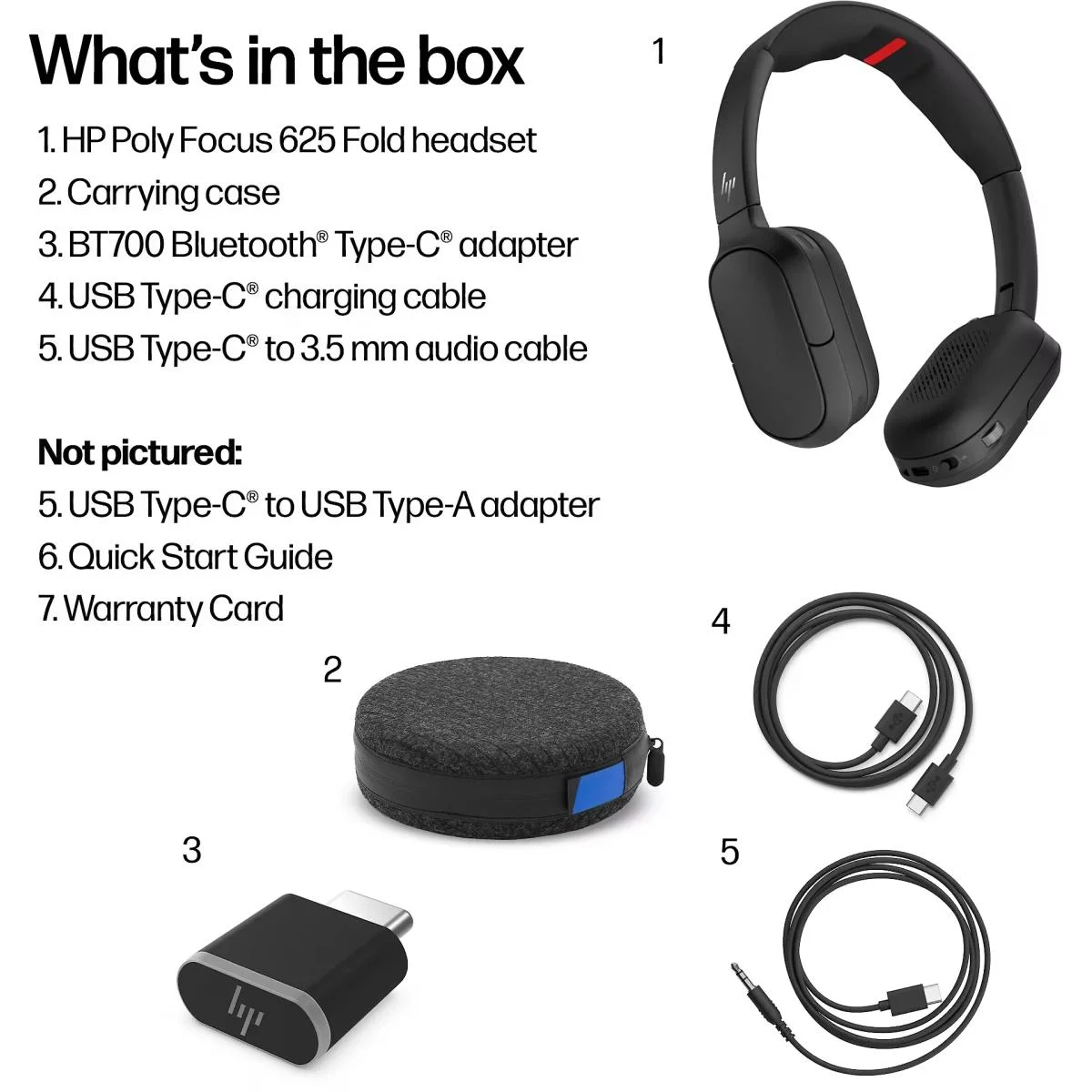 Poly Focus 625 Fold Stereo Bluetooth Headset, Hybrid ANC, 4 Noise-Cancelling Microphones, Up to 25 Hours Talk Time, Foldable - Image 3