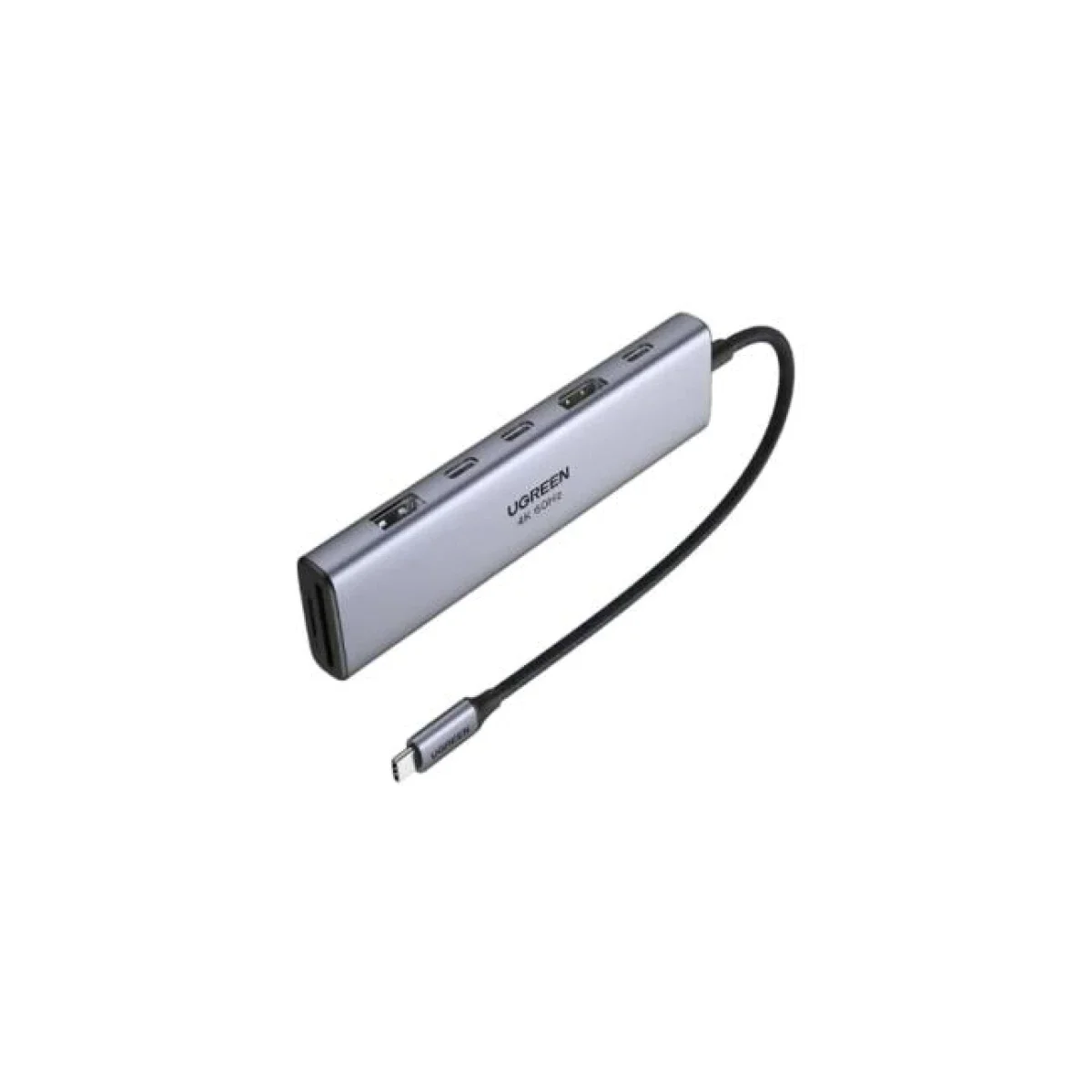 محول USB-C متعدد المنافذ Ugreen 45521 ‏7 في 1 مع HDMI وUSB-A وبطاقات SD/TF وشحن PD 100W