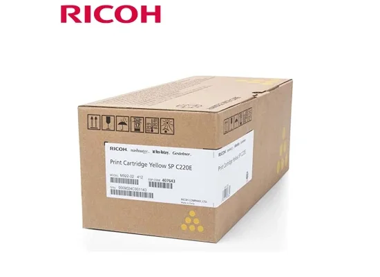 خرطوشة تونر Ricoh 407643 صفراء لطابعات SP C220 وC221 وC222 وC240 - Image 2