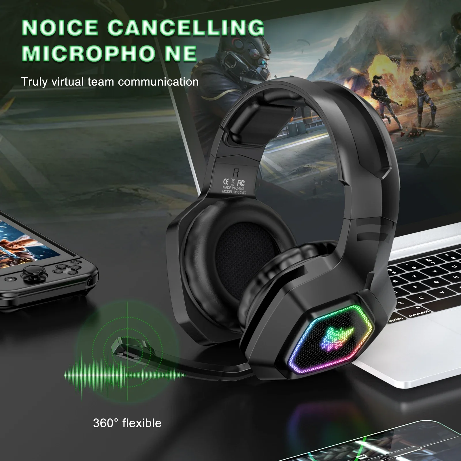 ONIKUMA B100 Tri-Mode Wireless Gaming Headset with Noise-Cancelling Mic, White - Image 13