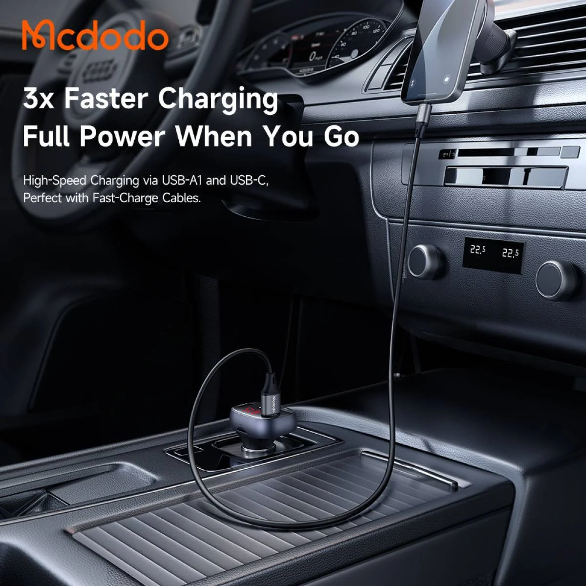 Mcdodo 595 72W 2A1C FM Car Charger with PD 3.0 Fast Charging - Image 7