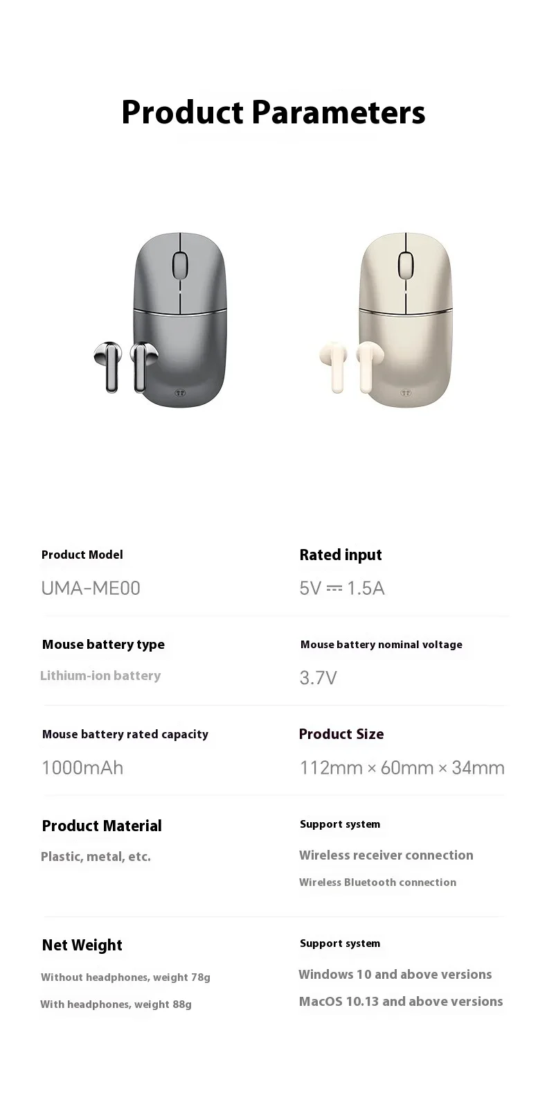 HONOR UMA-ME00 Wireless Mouse with Bluetooth Earphones, Dual Magnetic Drivers and Active Noise Reduction - Image 21
