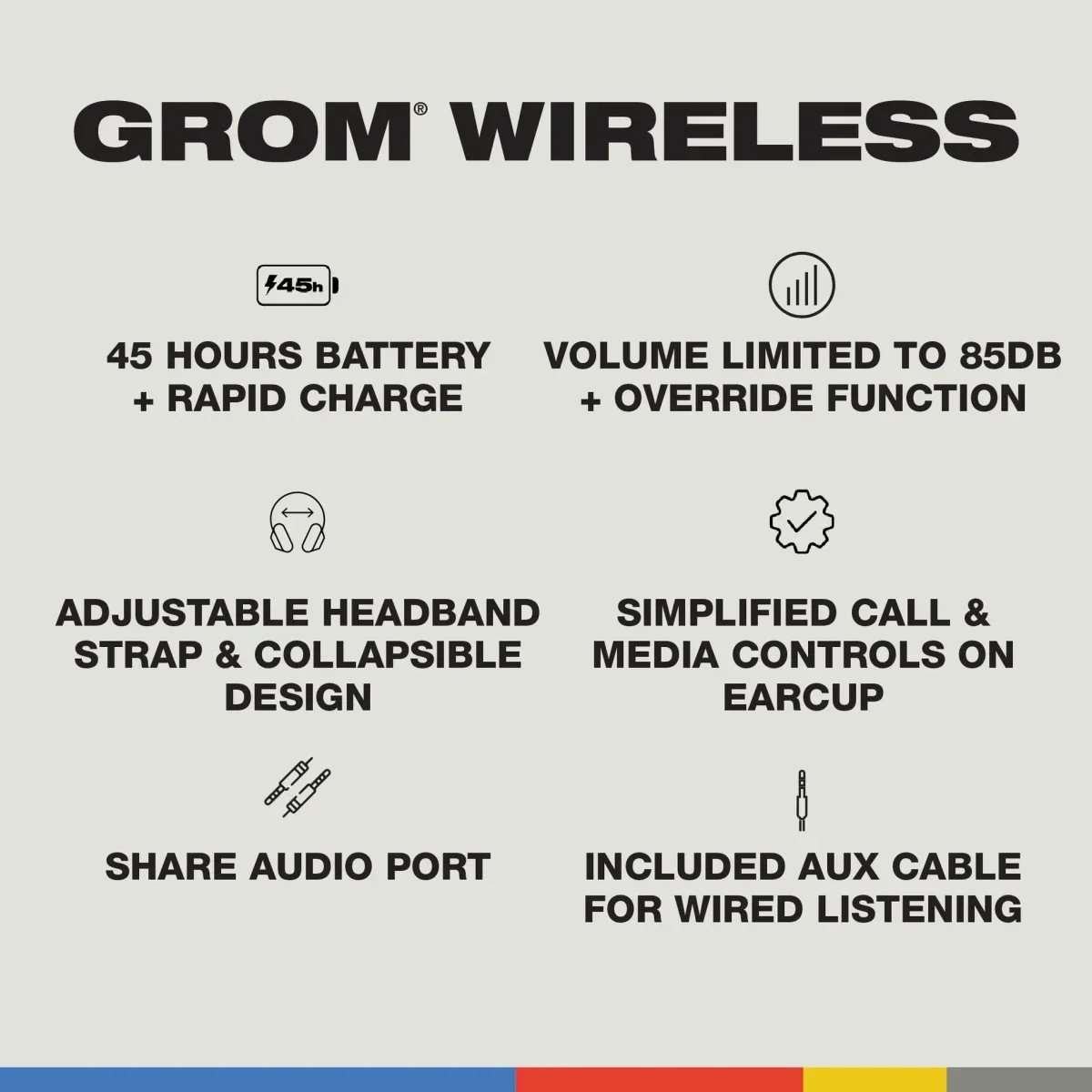 سماعات رأس للأطفال Skullcandy Grom لاسلكية بتقنية بلوتوث - Thumbnail 5