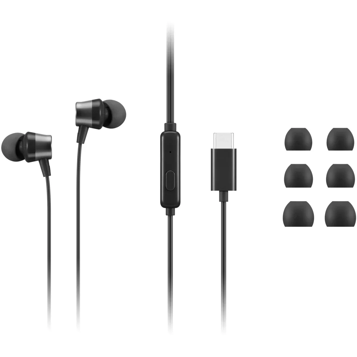 Lenovo USB-C Wired In-Ear Headphones with 9mm Drivers and Microphone - Black - Thumbnail 5