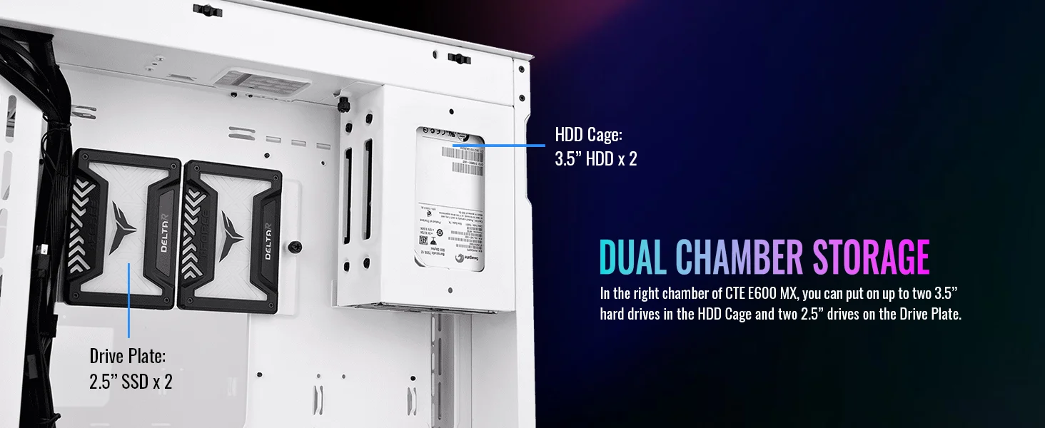 Thermaltake CTE E600 MX E-ATX Mid-Tower Case with 3-Way Floating GPU Mounting Bracket and 400mm PCIe 4.0 Riser Cable - White - Image 11