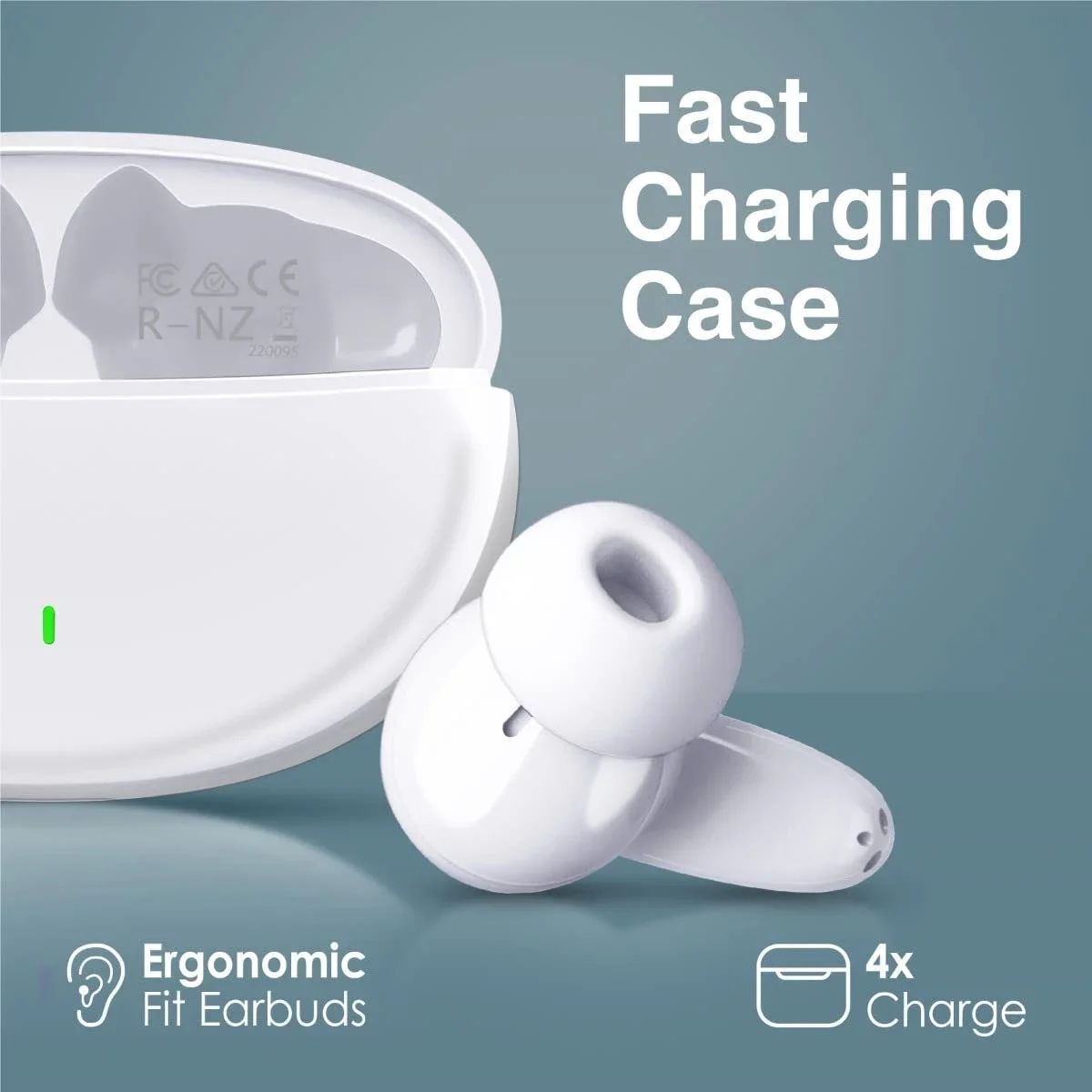 Promate Lush True Wireless Earbuds, Bluetooth 5.1, IPX5, 20H Playback, White - Thumbnail 5