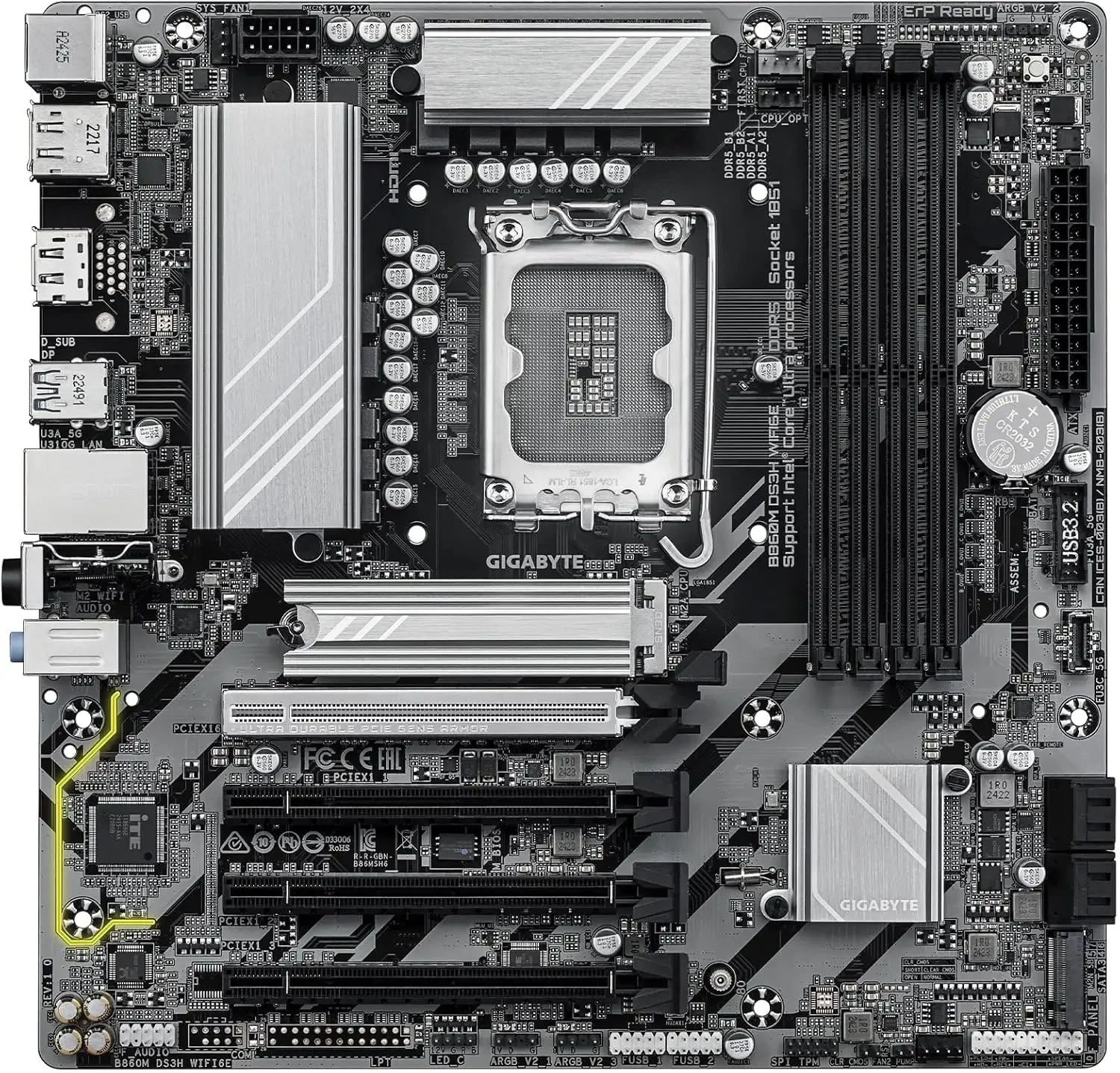 GIGABYTE DDR5 Wi-Fi 6E Bluetooth Motherboard for Intel Core Ultra Series 2 B860M DS3H WIFI6E - Image 3