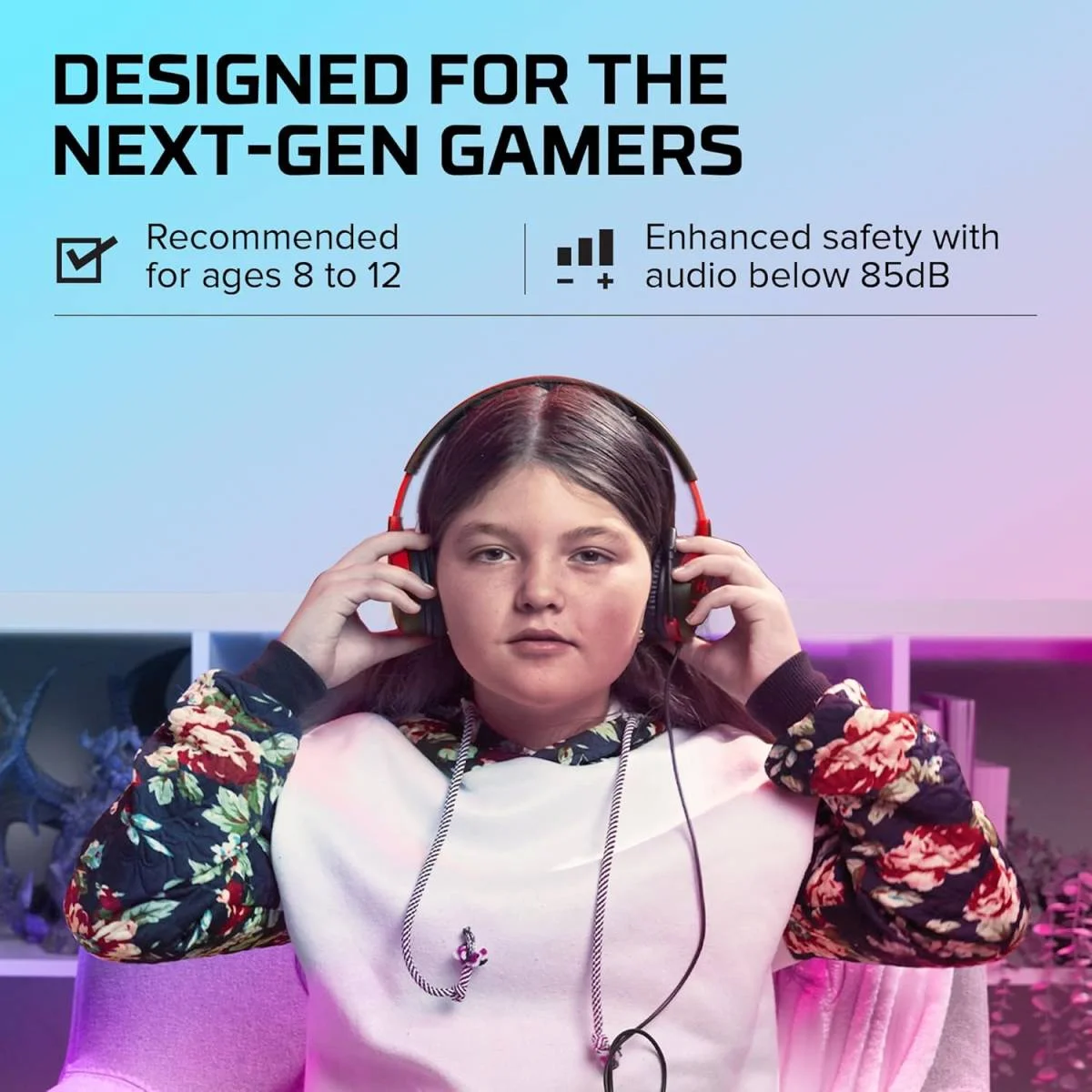 HyperX Cloud Mini Wired On-Ear Gaming Headset for Kids, 30mm Drivers, Flip-to-Mute Mic, Black - Thumbnail 6