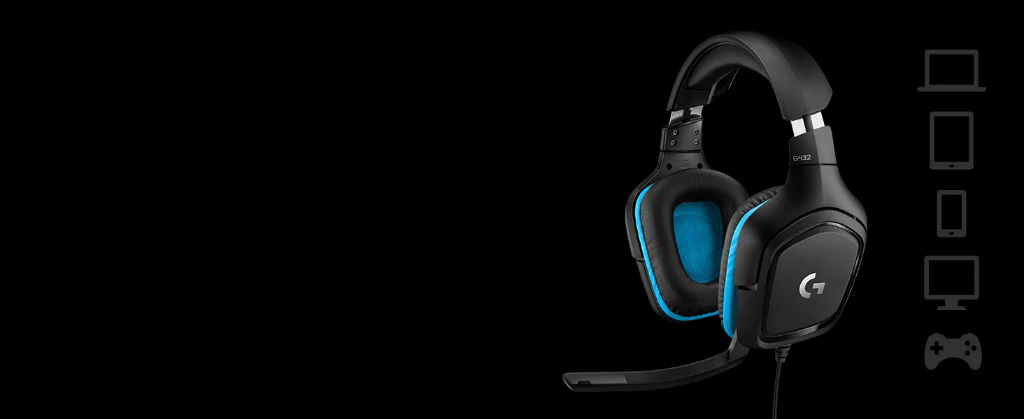 Logitech G432 Wired Gaming Headset with 7.1 Surround Sound, Black/Blue - Thumbnail 4