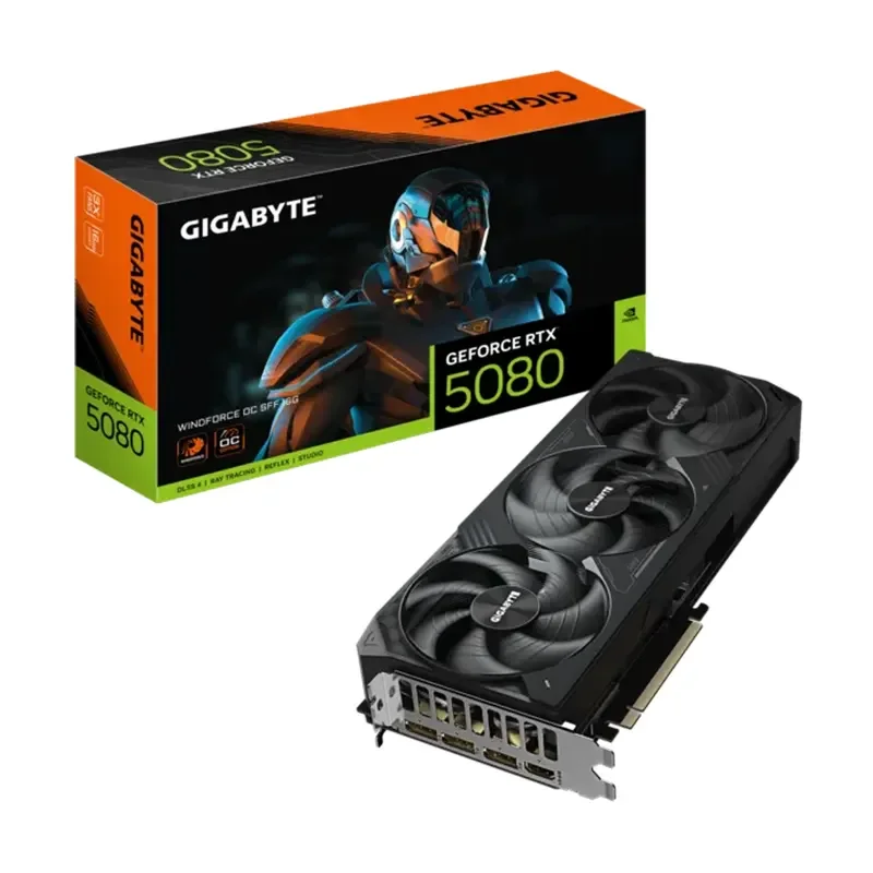كرت شاشة GIGABYTE RTX 5080 WINDFORCE OC SFF 16G بذاكرة 16GB GDDR7 – GV-N5080WF3OC-16GD