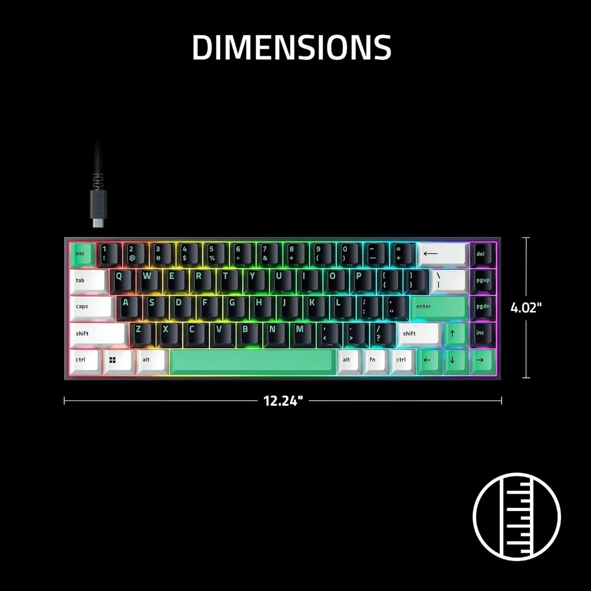 Razer Reclusa X Mini 65% Hot-Swappable Mechanical Keyboard, 3 & 5-Pin Support, Orange Tactile Gen-3 Switches, Chroma RGB, Doubleshot ABS Keycaps, Sound Dampening - Image 11