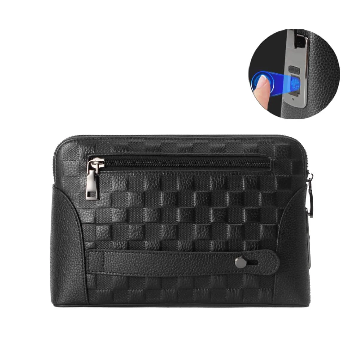 حقيبة كلتش STECH FL-V2413 ذكية ببصمة الإصبع، أسود - Image 3