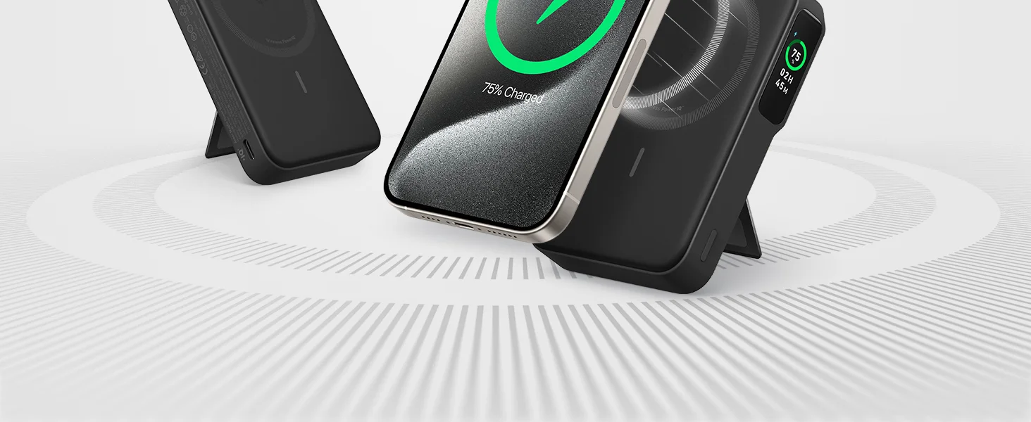 Anker MagGo 10000mAh Magnetic Power Bank 15W USB-C with Smart Display - Black - Thumbnail 9