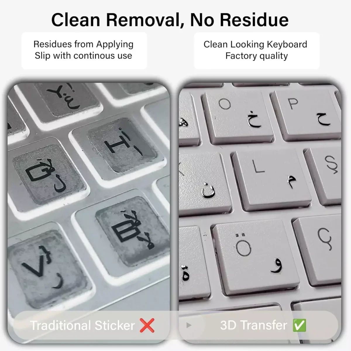 Black Plastic Arabic 3D Keyboard Letter Stickers – Factory-Style Look - Thumbnail 3