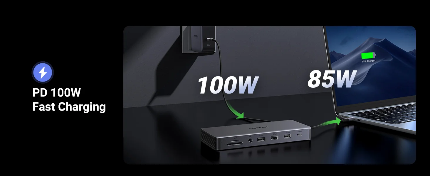 محطة إرساء لابتوب Ugreen USB-C 13 في 1 مع عرض ثلاثي 4K - Image 16