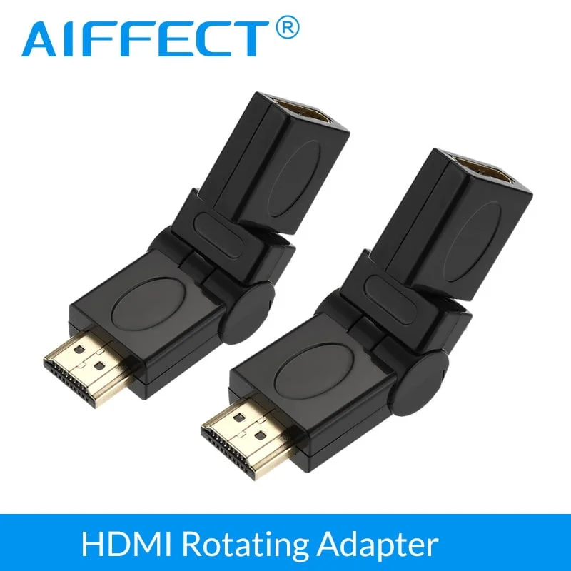 محول AIFFECT HDMI 1.4 ذكر إلى أنثى بزاوية متحركة 90°، 180°، 360°